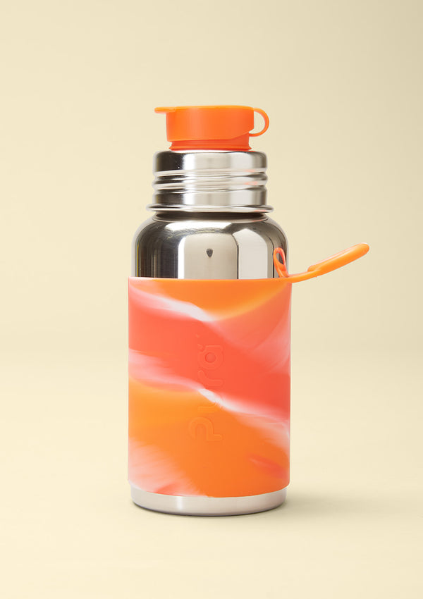 Edelstahl Sportflasche 500ml orange-swirl