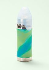 Edelstahl Trinkhalm-Flasche 325ml aqua swirl