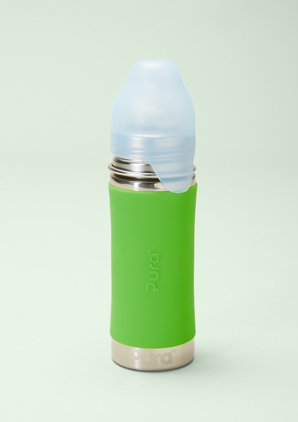 Edelstahl Trinkhalm-Flasche 325ml grün