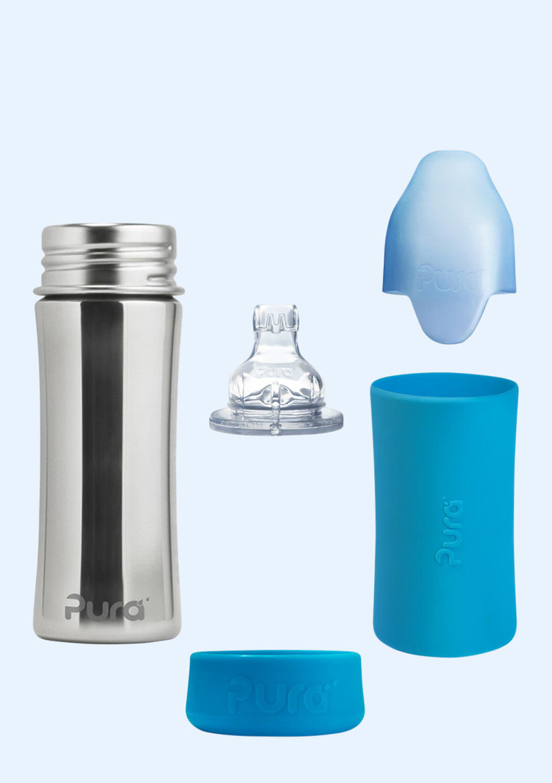 Edelstahl Trinklern-Flasche 325ml aqua mit Bodenschutz