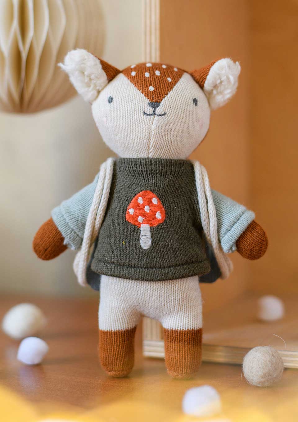 ava&yves Weihnachts - Reh mit Pilz - Pulli und Rucksack - 18 cm - tiny - boon.com