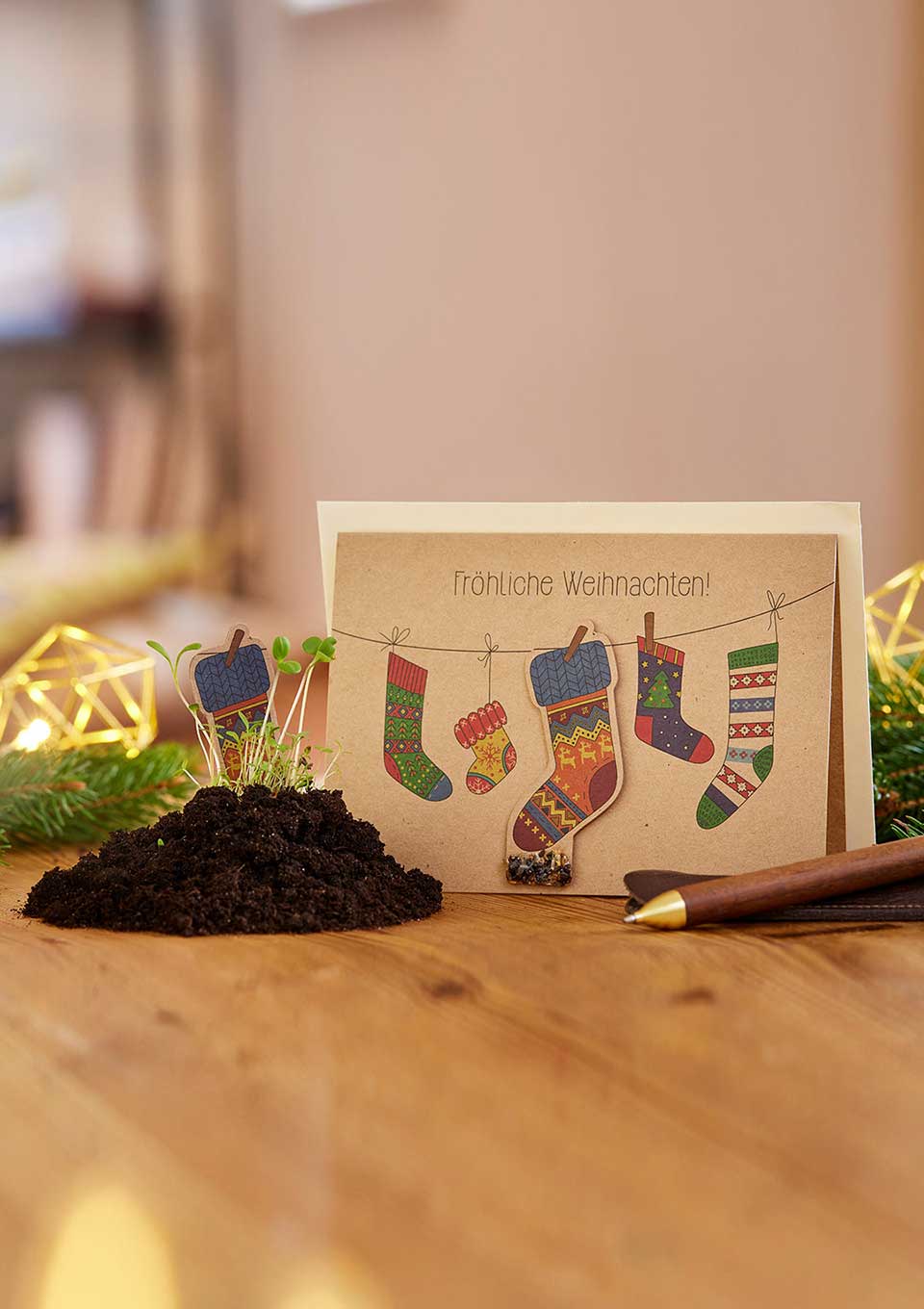 Die Stadtgärtner Saatstecker - Weihnachtskarte "Socken - Fröhliche Weihnachten" - tiny - boon.com