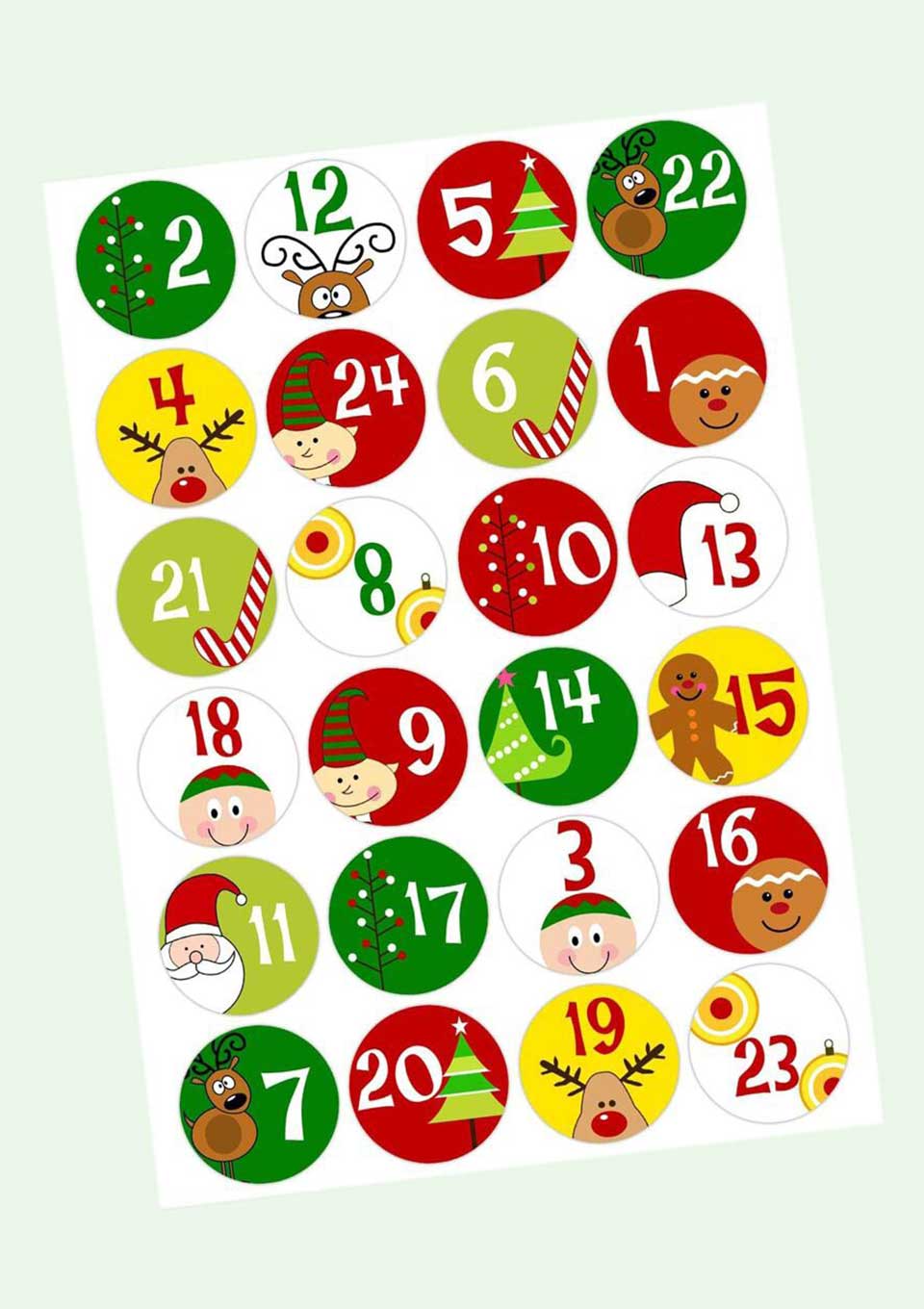 Papierdrachen 24 Adventskalender Zahlenaufkleber Design Nr. 01 - tiny - boon.com