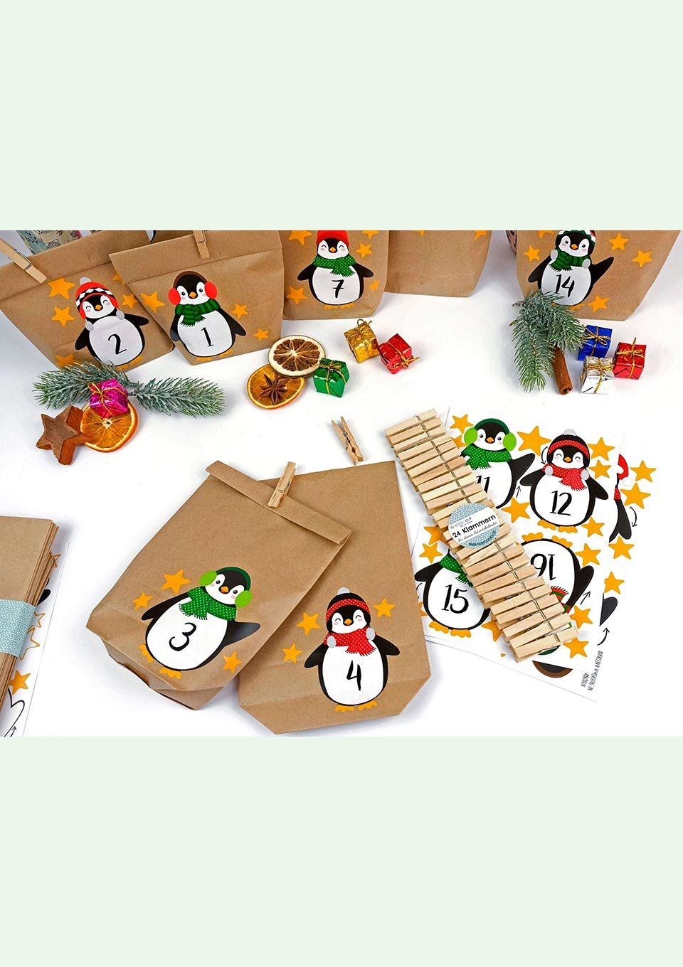 Papierdrachen DIY Adventskalender "Pinguine" - tiny - boon.com