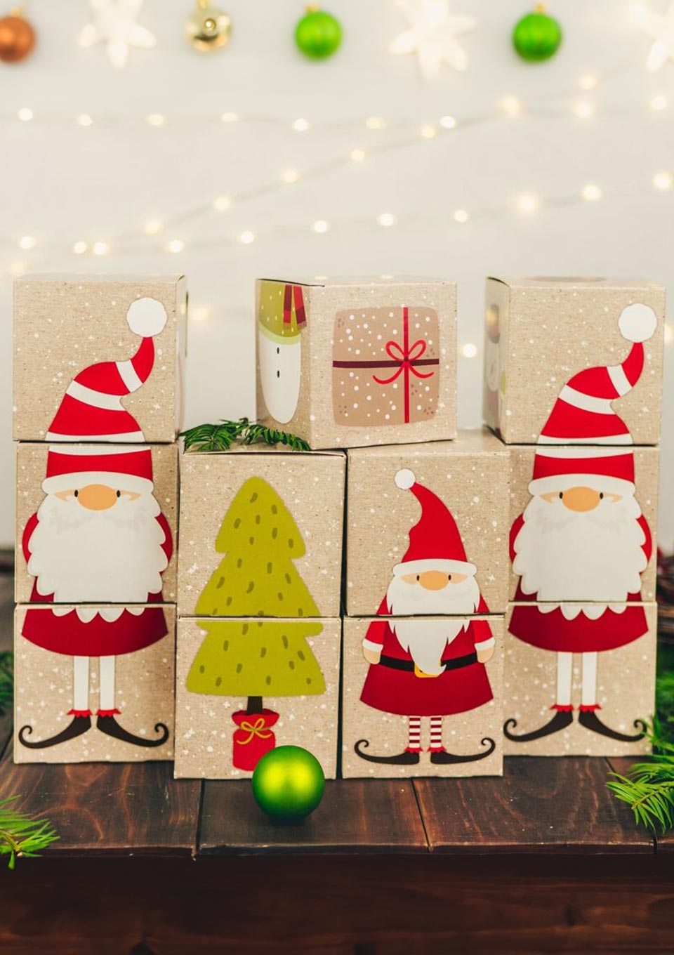 Papierdrachen DIY Adventskalender Schachteln zum Befüllen "Wichtel" - tiny - boon.com