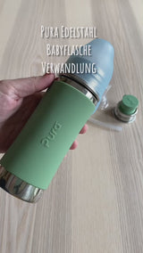 Edelstahl Trinkhalm-Flasche 325ml aqua swirl mit Bodenschutz