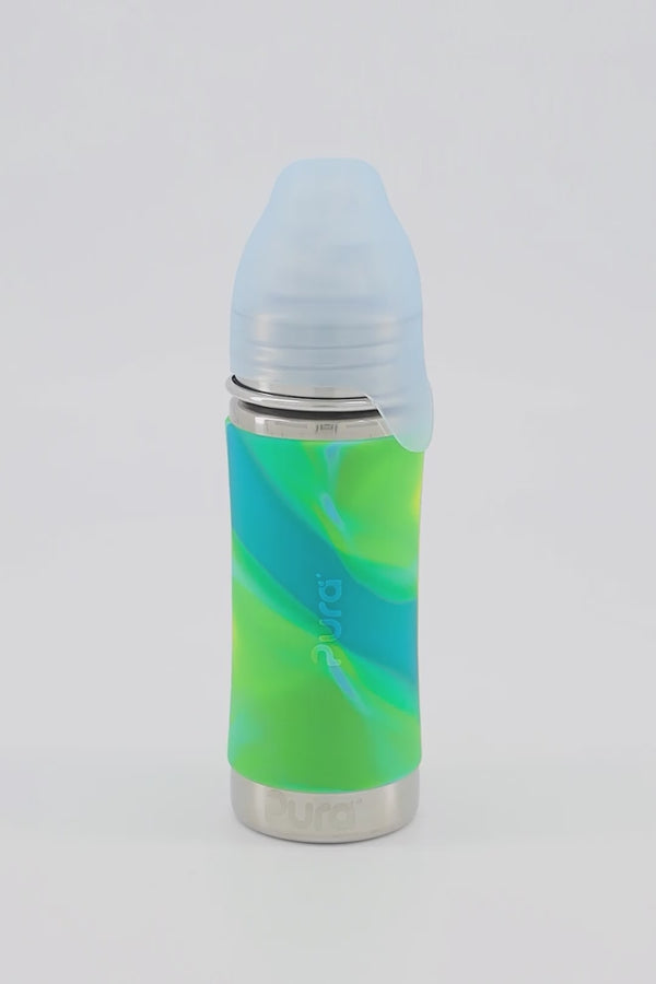 Edelstahl Trinkhalm-Flasche 325ml aqua swirl