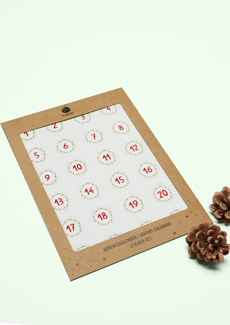 ava&yves Advents-Sticker weiß/gold mit roten Zahlen - tiny-boon.com