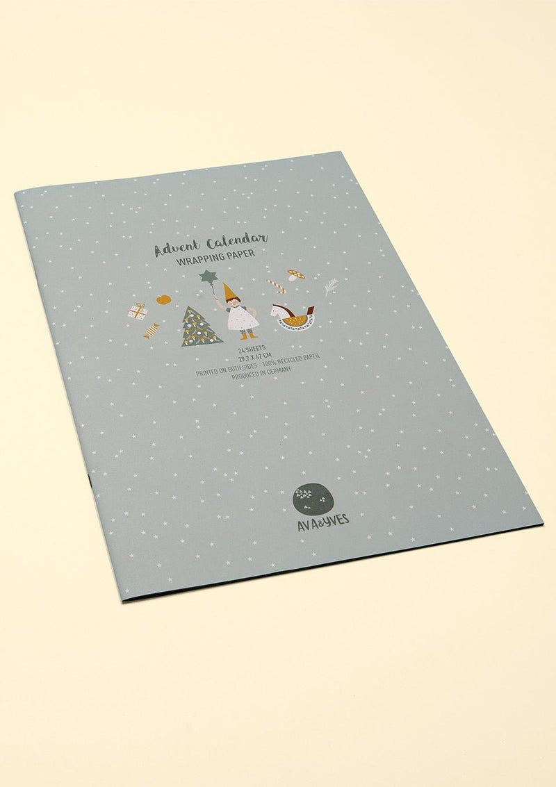 ava&yves Geschenkpapier "Adventskalender Wichtel" mit 24 Blättern - tiny-boon.com