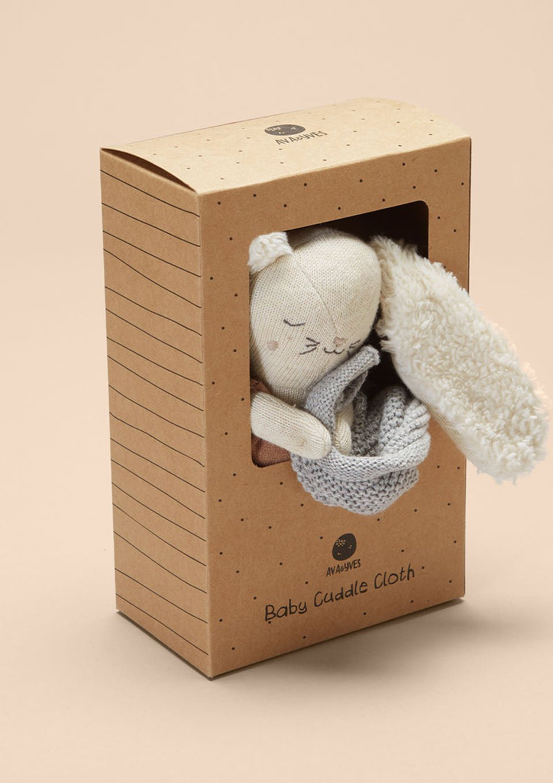 ava&yves Kuscheltuch groß mit Hase braun/natur - tiny-boon.com