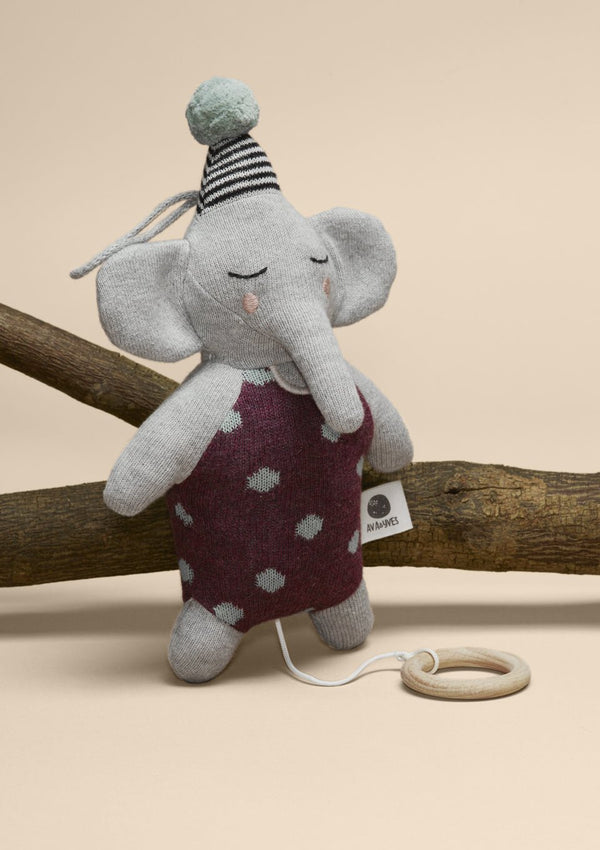 ava&yves Strickspieluhr "Elefant mit Hütchen" - tiny-boon.com