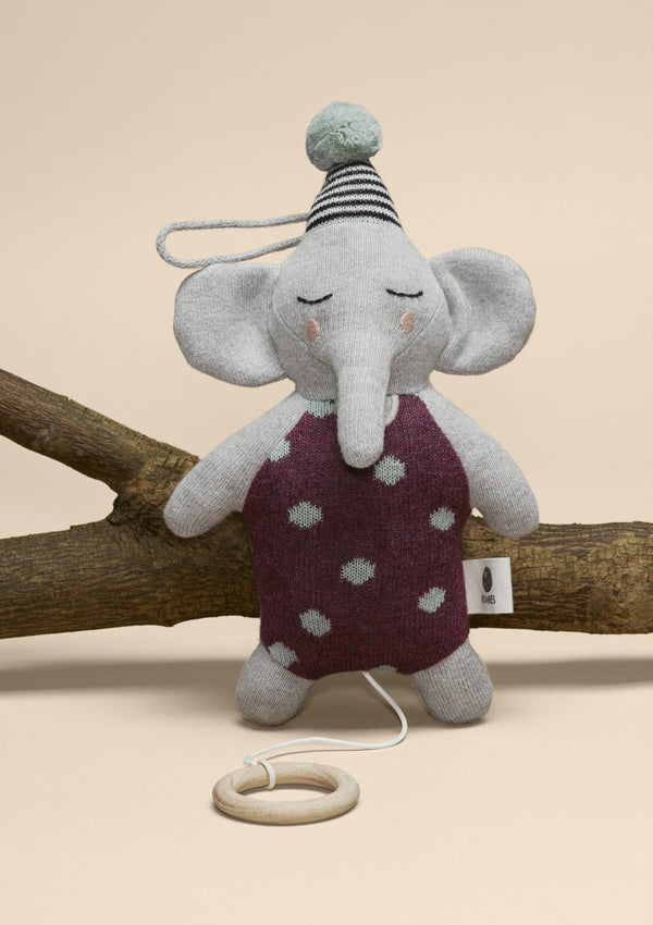 ava&yves Strickspieluhr "Elefant mit Hütchen" - tiny-boon.com