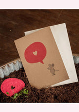 Die Stadtgärtner Saatstecker-Grußkarte "Maus mit Herzsprechblase" - tiny-boon.com