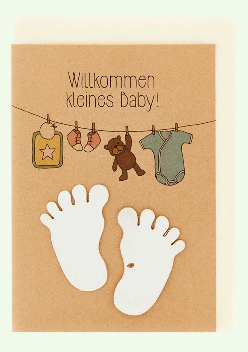 Die Stadtgärtner Saatstecker-Grußkarte "Willkommen kleines Baby" - tiny-boon.com