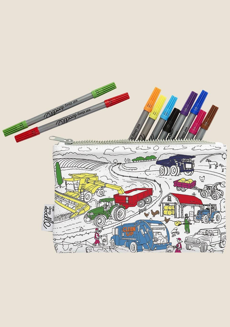 eatsleepdoodle Stiftemäppchen "Fahrzeuge" zum Ausmalen mit Stiften - tiny-boon.com