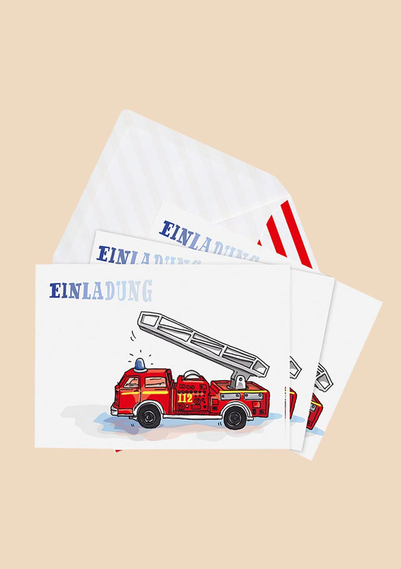krima & isa Einladungen "Feuerwehr" 6er Set - tiny-boon.com