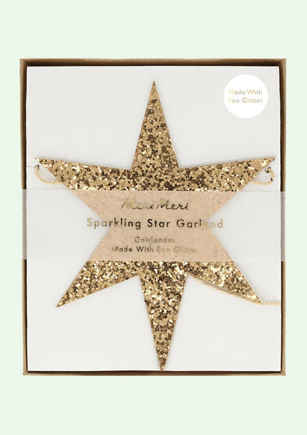 Meri Meri Girlande Eco Glitter Stars - tiny-boon.com