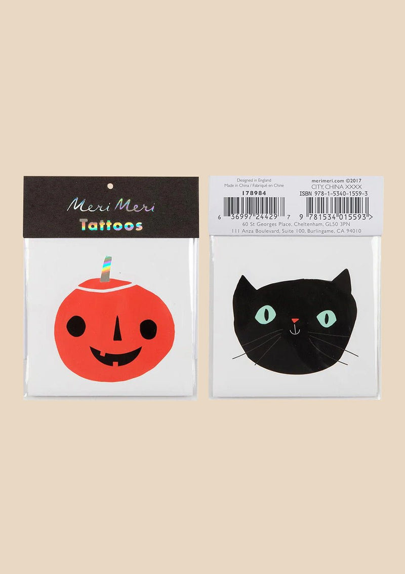 Meri Meri Pumpkin and Cat Tattoos - tiny-boon.com