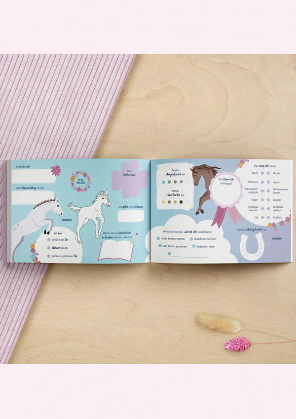Mintkind Freundebuch Grundschule "Pferde" rosa - tiny-boon.com
