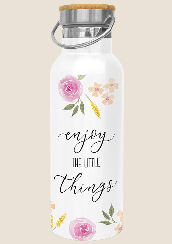 Paperproducts Design Edelstahl Trinkflasche "Enjoy the little things" 500ml isoliert - tiny-boon.com