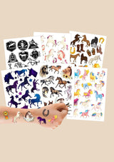 Papierdrachen 100 Temporäre Tattoos "Pferd" - tiny-boon.com