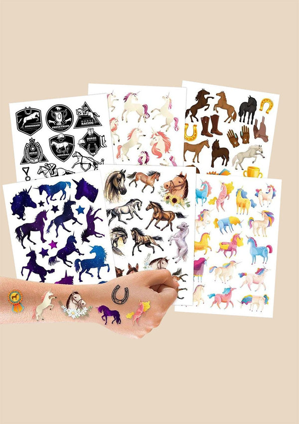 Papierdrachen 100 Temporäre Tattoos "Pferd" - tiny-boon.com