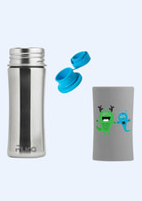 Pura kiki Edelstahl Sportflasche 325ml stone mit Monster - tiny-boon.com