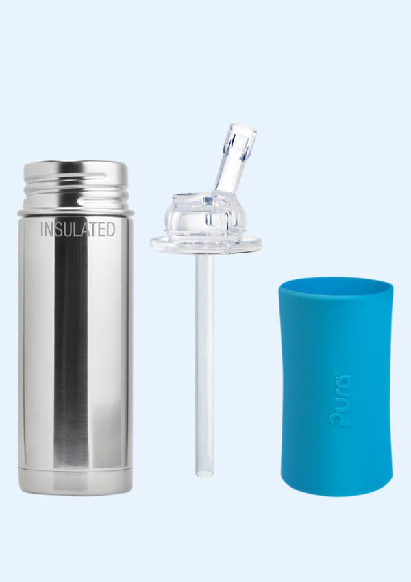 Pura kiki Edelstahl Trinkhalm-Flasche isoliert 250ml aqua - tiny-boon.com