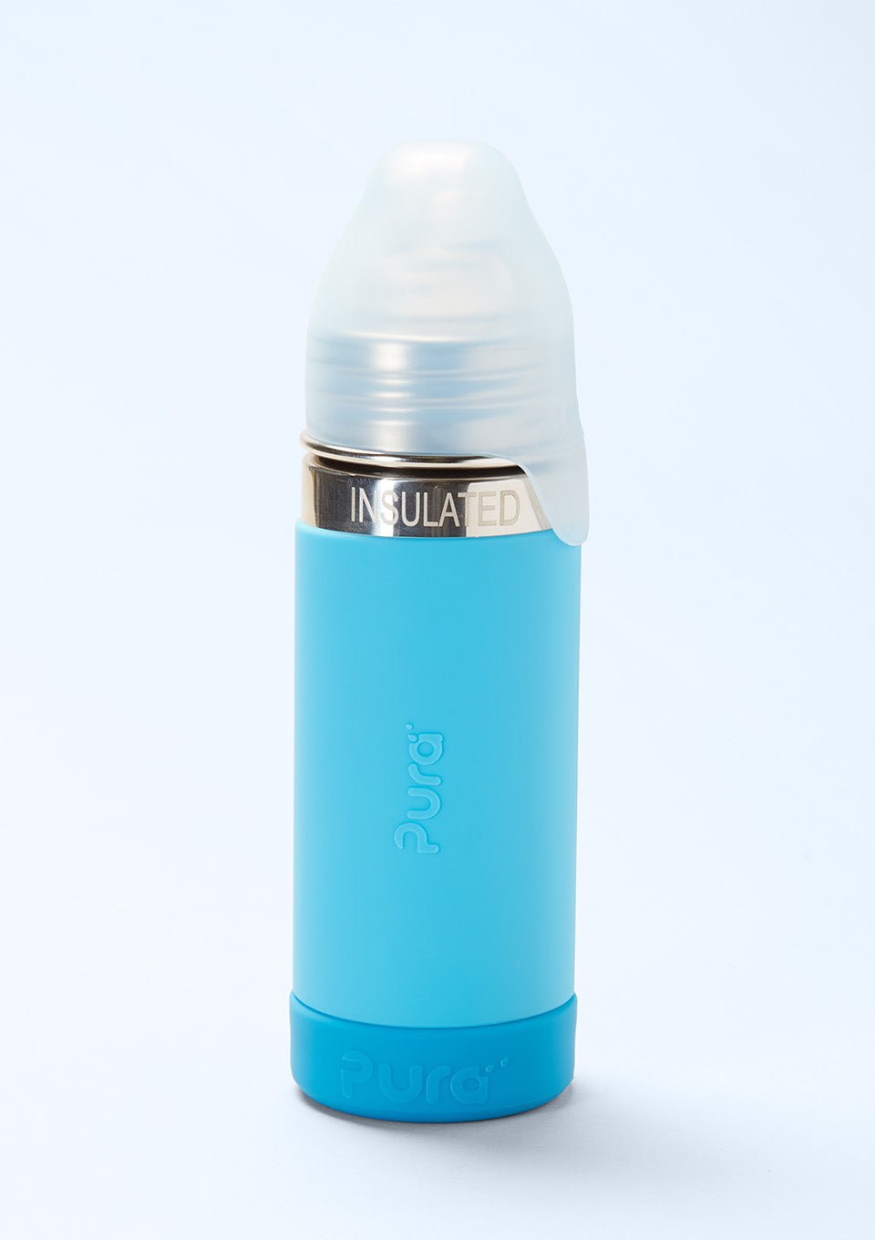 Pura kiki Edelstahl Trinkhalm-Flasche isoliert 250ml aqua mit Bodenschutz - tiny-boon.com