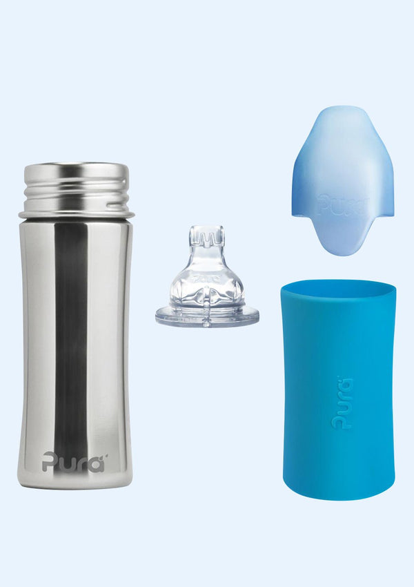 Pura kiki Edelstahl Trinklern-Flasche 325 ml aqua - tiny-boon.com