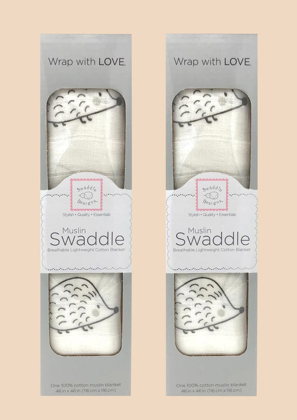 Swaddle Designs Pucktuch mit Igel in schwarz 2er Pack - tiny-boon.com