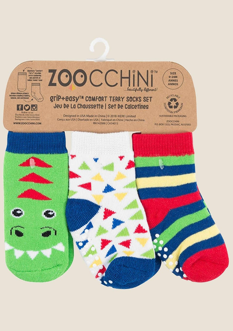 Zoocchini Baby Söckchen "Devin der Dinosaurier" 3er Set - tiny-boon.com