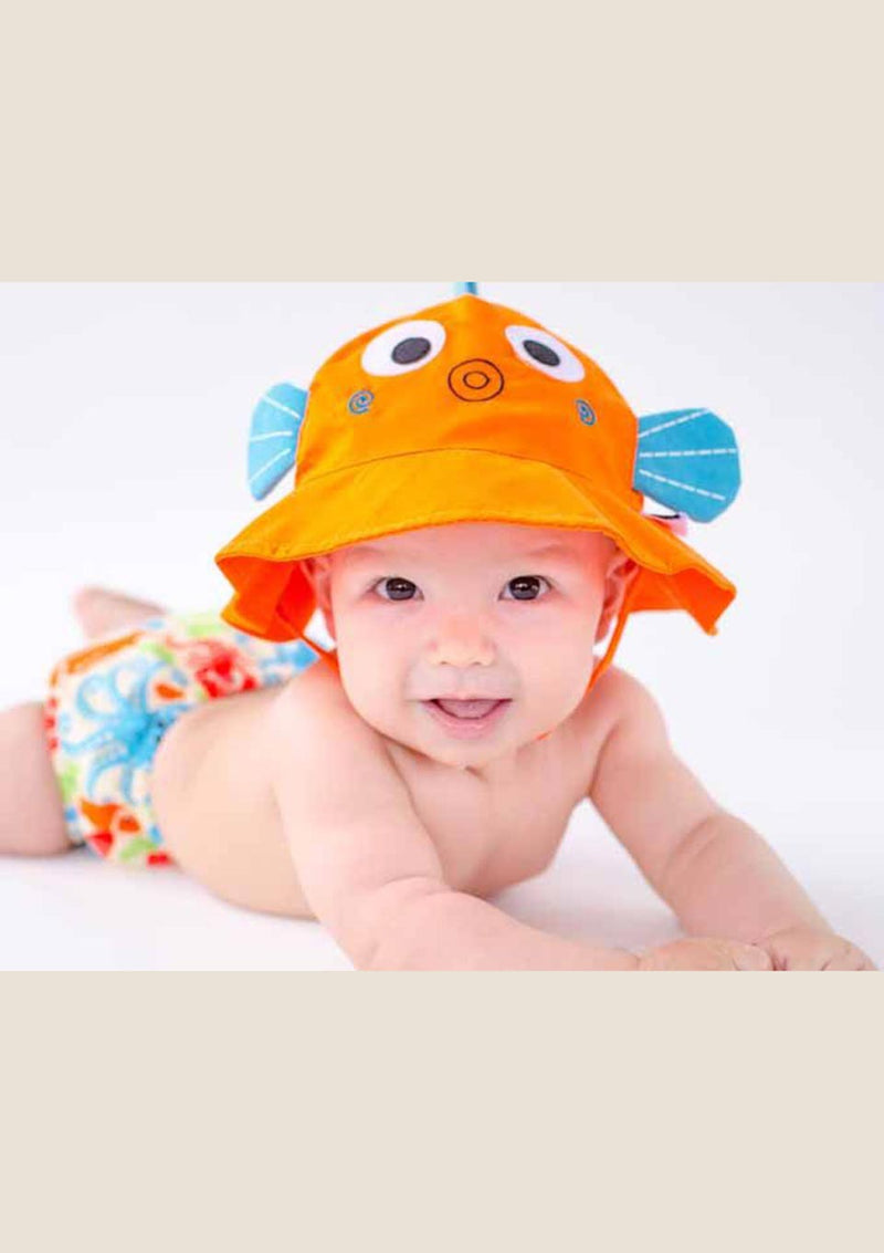 Zoocchini Badewindel & Sonnenhut Set - Fisch 12-24 Mon. - tiny-boon.com