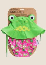 Zoocchini Badewindel & Sonnenhut Set - Frosch 3-6 Mon. - tiny-boon.com
