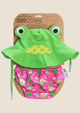 Zoocchini Badewindel & Sonnenhut Set - Frosch 6-12 Mon. - tiny-boon.com
