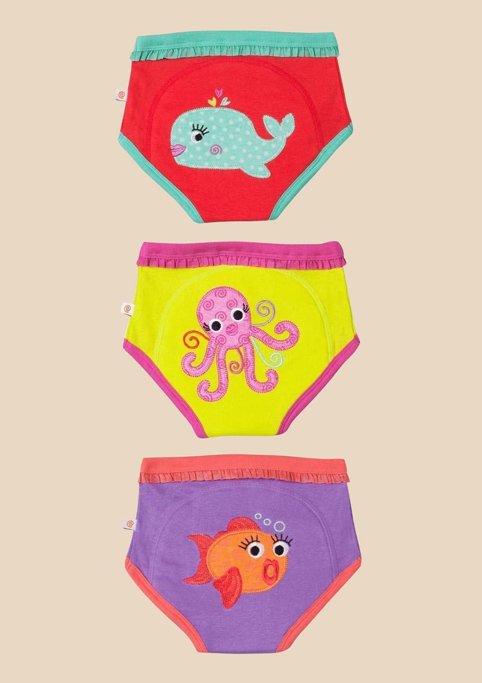 Zoocchini Trainings-Höschen Girls Ocean Friends 3er-Set Gr. 3-4 Jahre - tiny-boon.com